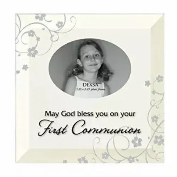 NEW With Tags Glass First Communion Square Photo Frame with Easel Back - Picture 1 of 2
